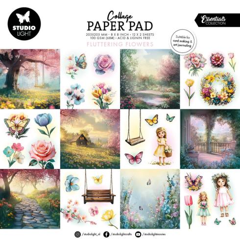 Studio Light - Designpapier "Fluttering Flowers" Paper Pack 8x8 Inch - 24 Bogen