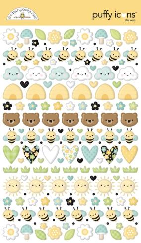 Doodlebug Design - Aufkleber "Bee Happy" Puffy Icons Sticker