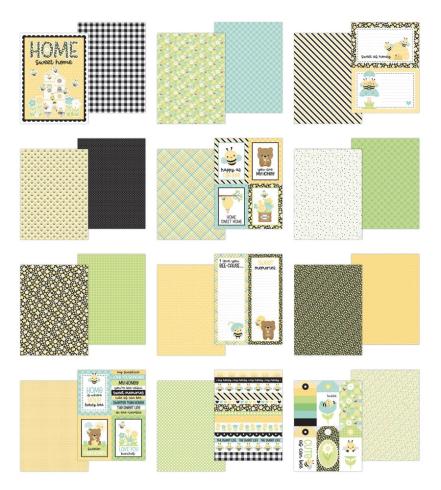 Doodlebug Design - Designpapier "Bee Happy" Paper Pack 6x8 Inch - 24 Bogen