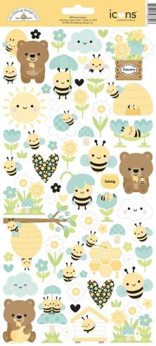Doodlebug Design - Aufkleber "Bee Happy" Icons Sticker