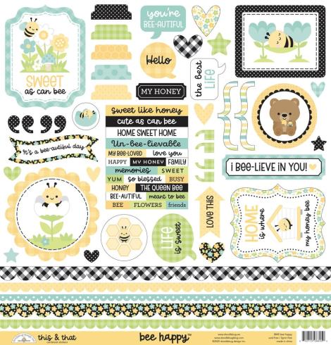 Doodlebug Design - Aufkleber "Bee Happy" Sticker This & That
