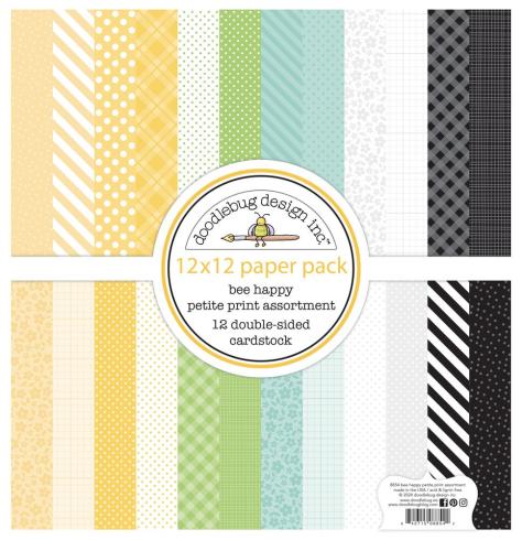 Doodlebug Design - Designpapier  "Bee Happy" Paper Pack 12x12 Inch - 12 Bogen