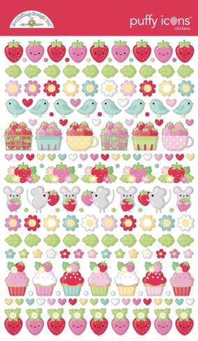 Doodlebug Design - Aufkleber "Berry Sweet" Puffy Icons Sticker