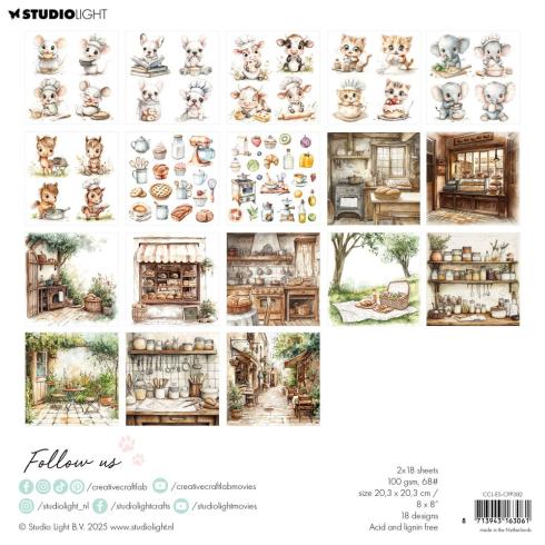 Creative Craft Lab - Studio Light - Designpapier "Sweet as Pie" Collage Paper Pad 20,3x20,3 cm - 36 Bogen