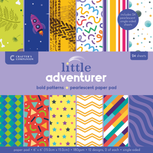 Crafters Companion - Designpapier "Little Adventurer" Paper Pack 6x6 Inch - 24 Bogen