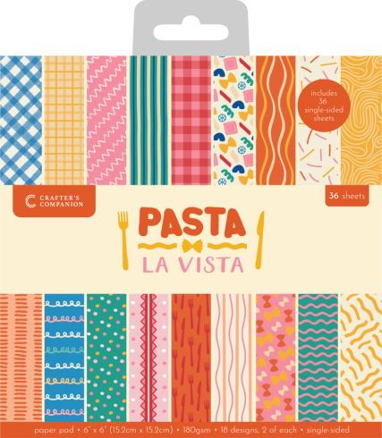 Crafters Companion - Designpapier "Pasta La Vista" Paper Pack 6x6 Inch - 36 Bogen