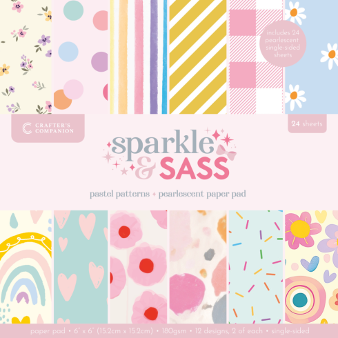 Crafters Companion - Designpapier "Pastel Patterns " Paper Pack 6x6 Inch - 24 Bogen