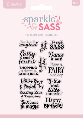 Crafters Companion - Stempelset "Too Much Sass Sentiments" Clear Stamps