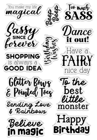 Crafters Companion - Stempelset "Too Much Sass Sentiments" Clear Stamps