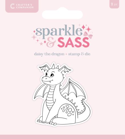 Crafters Companion - Stempelset & Stanzschablone "Daisy the Dragon" Stamp & Dies