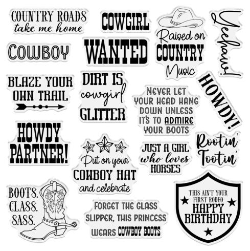 Crafters Companion - Stempelset "Rootin' Tootin'" Clear Stamps