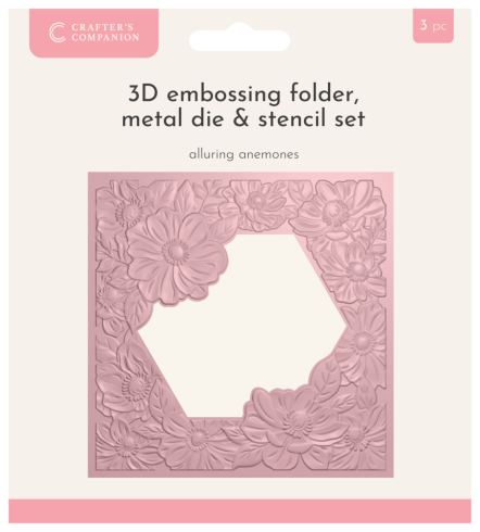 Crafters Companion - Prägefolder, Stanzschablone,Schablone "Alluring Anemones" Embossingfolder, Dies,Stencil