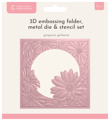 Crafters Companion - Prägefolder, Stanzschablone,Schablone "Gorgeous Gerberas" Embossingfolder, Dies,Stencil