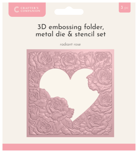 Crafters Companion - Prägefolder, Stanzschablone,Schablone "Radiant Rose" Embossingfolder, Dies,Stencil