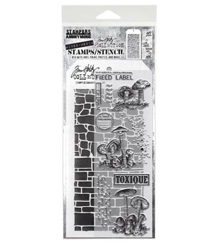 Stampers Anonymous - Stempelset & Schablone "Mixed Media #12" Clear Stamp & Stencil Design by Tim Holtz