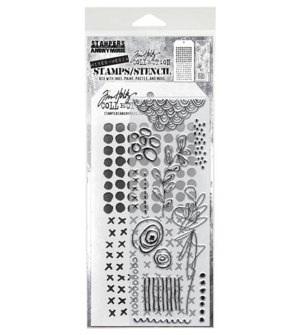 Stampers Anonymous - Stempelset & Schablone "Mixed Media #14" Clear Stamp & Stencil Design by Tim Holtz