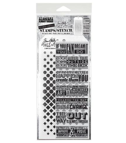 Stampers Anonymous - Stempelset & Schablone "Mixed Media #17" Clear Stamp & Stencil Design by Tim Holtz