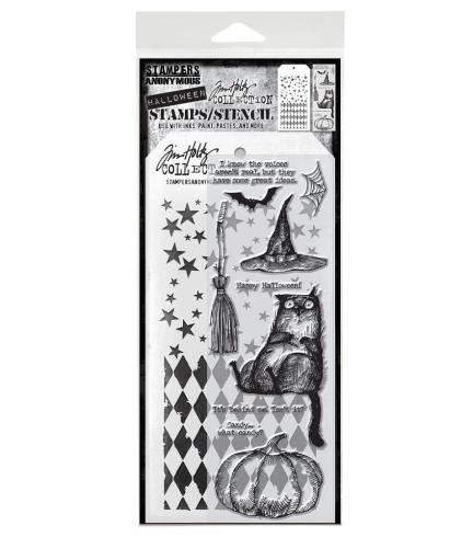 Stampers Anonymous - Stempelset & Schablone "Mixed Media #25" Clear Stamp & Stencil Design by Tim Holtz