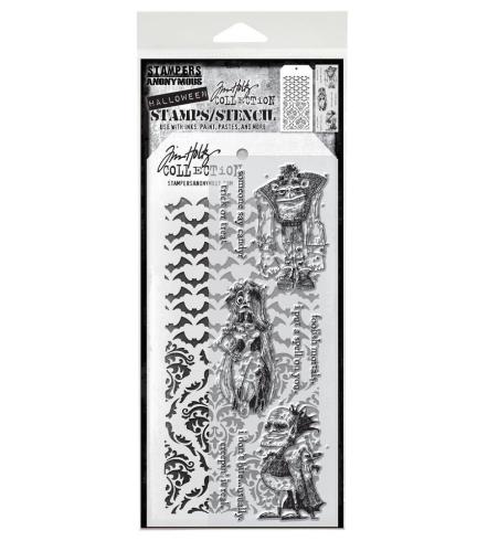 Stampers Anonymous - Stempelset & Schablone "Mixed Media #26" Clear Stamp & Stencil Design by Tim Holtz