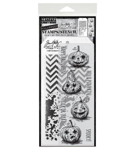 Stampers Anonymous - Stempelset & Schablone "Mixed Media #27" Clear Stamp & Stencil Design by Tim Holtz