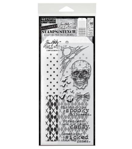 Stampers Anonymous - Stempelset & Schablone "Mixed Media #28" Clear Stamp & Stencil Design by Tim Holtz