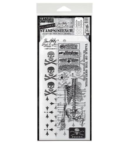 Stampers Anonymous - Stempelset & Schablone "Mixed Media #29" Clear Stamp & Stencil Design by Tim Holtz