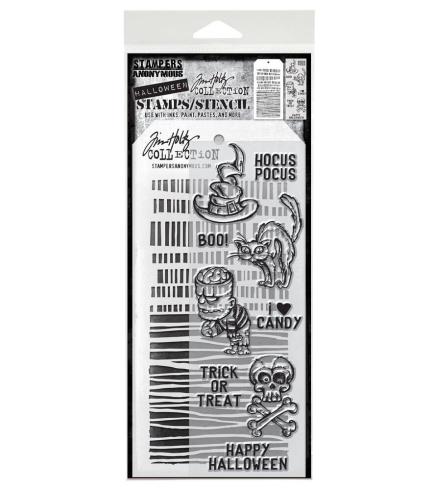 Stampers Anonymous - Stempelset & Schablone "Mixed Media #30" Clear Stamp & Stencil Design by Tim Holtz