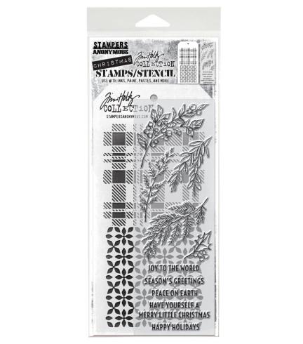 Stampers Anonymous - Stempelset & Schablone "Mixed Media #32" Clear Stamp & Stencil Design by Tim Holtz