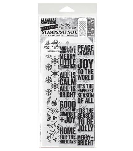 Stampers Anonymous - Stempelset & Schablone "Mixed Media #33" Clear Stamp & Stencil Design by Tim Holtz