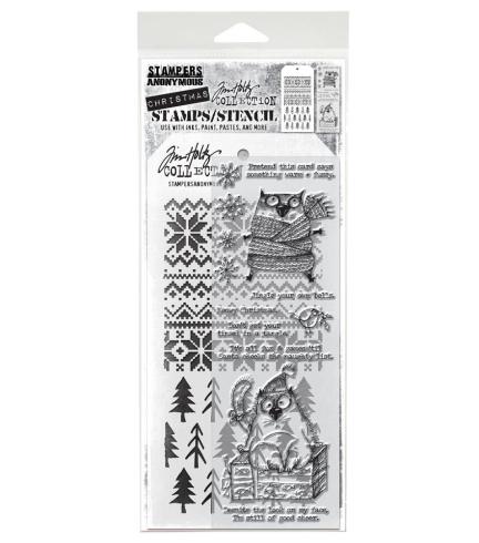 Stampers Anonymous - Stempelset & Schablone "Mixed Media #34" Clear Stamp & Stencil Design by Tim Holtz