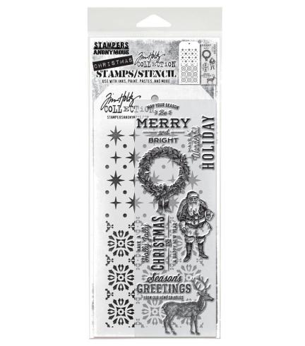 Stampers Anonymous - Stempelset & Schablone "Mixed Media #35" Clear Stamp & Stencil Design by Tim Holtz