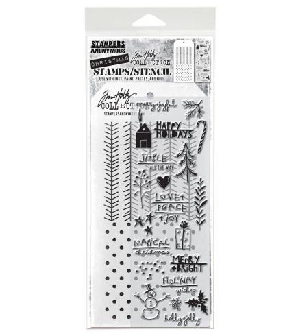 Stampers Anonymous - Stempelset & Schablone "Mixed Media #36" Clear Stamp & Stencil Design by Tim Holtz