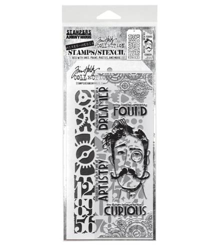 Stampers Anonymous - Stempelset & Schablone "Mixed Media #37" Clear Stamp & Stencil Design by Tim Holtz