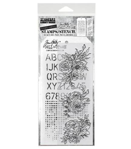 Stampers Anonymous - Stempelset & Schablone "Mixed Media #38" Clear Stamp & Stencil Design by Tim Holtz