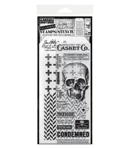Stampers Anonymous - Stempelset & Schablone "Mixed Media #48" Clear Stamp & Stencil Design by Tim Holtz