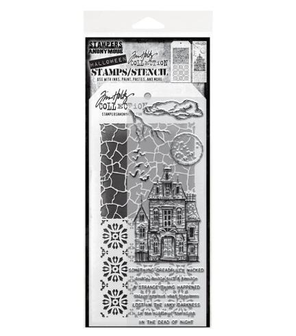 Stampers Anonymous - Stempelset & Schablone "Mixed Media #49" Clear Stamp & Stencil Design by Tim Holtz
