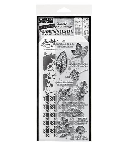 Stampers Anonymous - Stempelset & Schablone "Mixed Media #50" Clear Stamp & Stencil Design by Tim Holtz