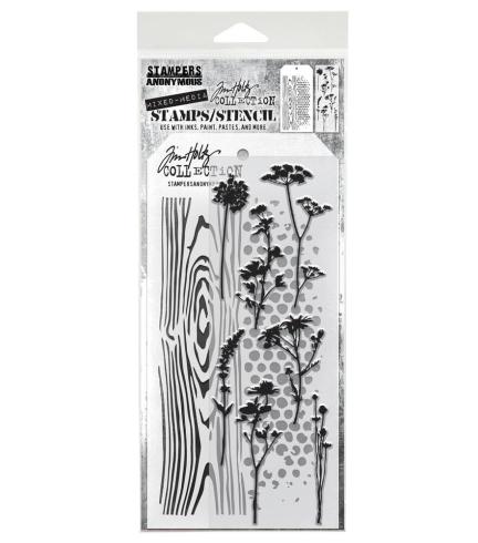 Stampers Anonymous - Stempelset & Schablone "Mixed Media #59" Clear Stamp & Stencil Design by Tim Holtz