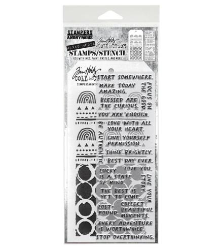 Stampers Anonymous - Stempelset & Schablone "Mixed Media #62" Clear Stamp & Stencil Design by Tim Holtz