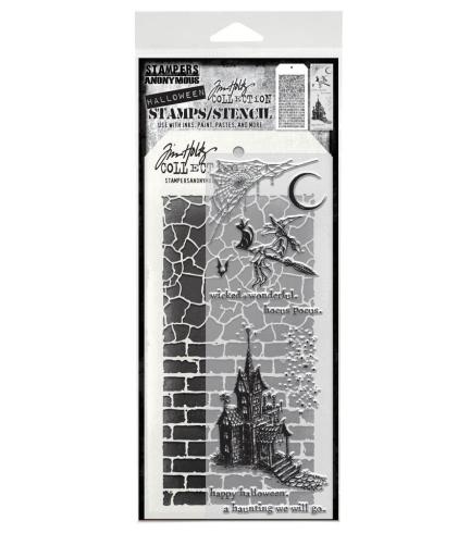 Stampers Anonymous - Stempelset & Schablone "Bewitching" Clear Stamp & Stencil Design by Tim Holtz