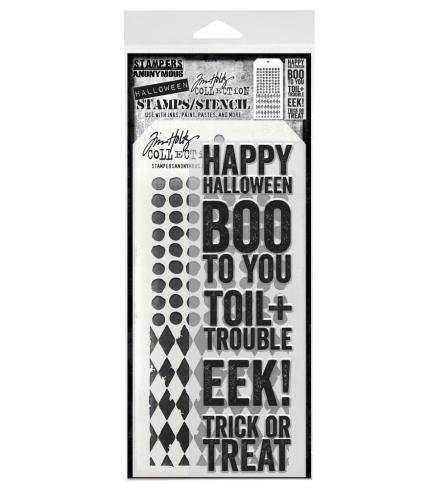 Stampers Anonymous - Stempelset & Schablone "Bold Frights" Clear Stamp & Stencil Design by Tim Holtz