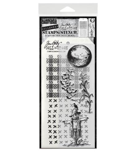Stampers Anonymous - Stempelset & Schablone "The Scarecrow" Clear Stamp & Stencil Design by Tim Holtz