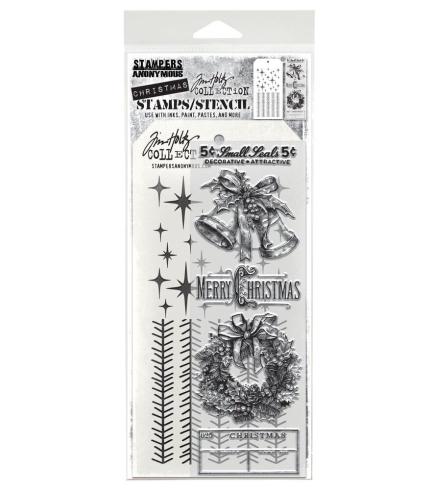 Stampers Anonymous - Stempelset & Schablone "Department Store" Clear Stamp & Stencil Design by Tim Holtz
