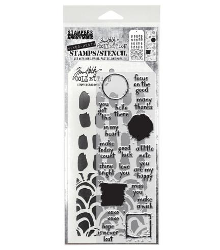 Stampers Anonymous - Stempelset & Schablone "Note Quotes" Clear Stamp & Stencil Design by Tim Holtz