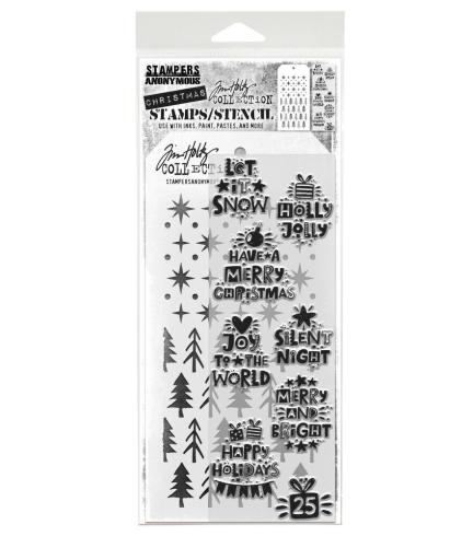 Stampers Anonymous - Stempelset & Schablone "Holiday Whatnots" Clear Stamp & Stencil Design by Tim Holtz