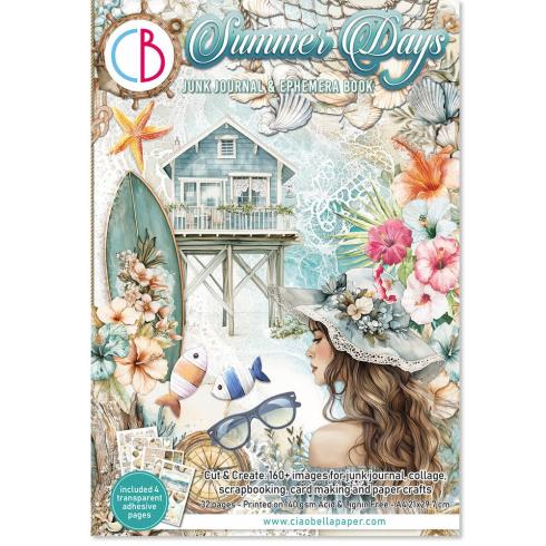 Ciao Bella - Designpapier & Stanzteile "Summer Days" Junk Journal Ephemera Book A4 - 32 Bogen
