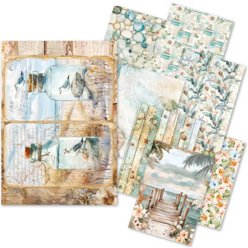 Ciao Bella - Decopatch Papier "Summer Days" Rice Paper A5 - 8 Bogen