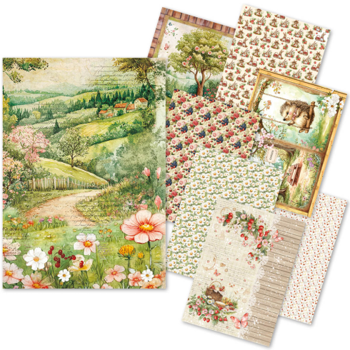 Ciao Bella - Decopatch Papier "Woodland Party" Rice Paper A5 - 8 Bogen
