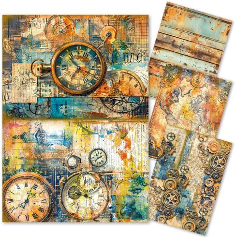 Ciao Bella - Decopatch Papier "Past Time" Rice Paper A4 - 4 Bogen
