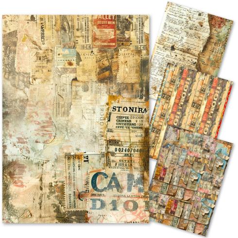 Ciao Bella - Decopatch Papier "Journey Ahead" Mixed Media Rice Paper A4 - 4 Bogen